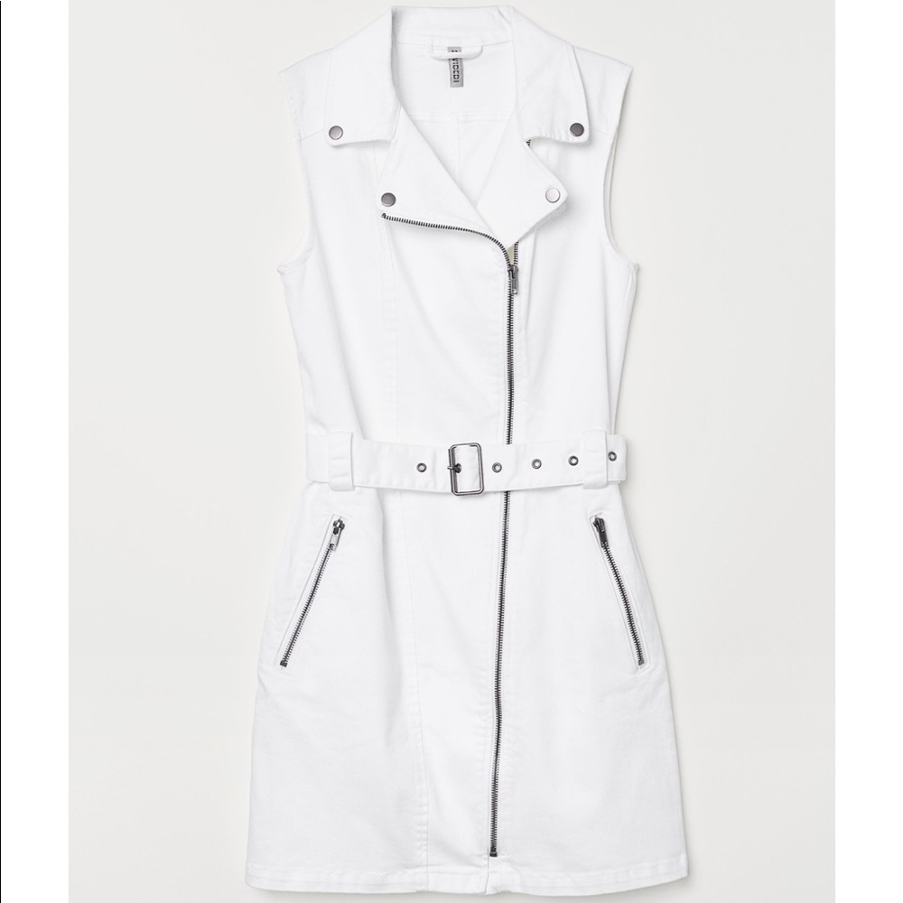 Moto style denim dress